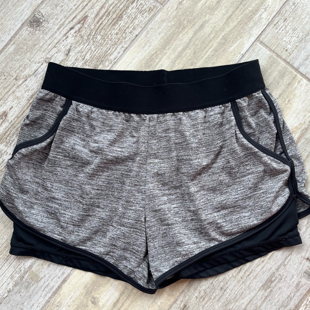 Women's Gray and Black Athletic Shorts